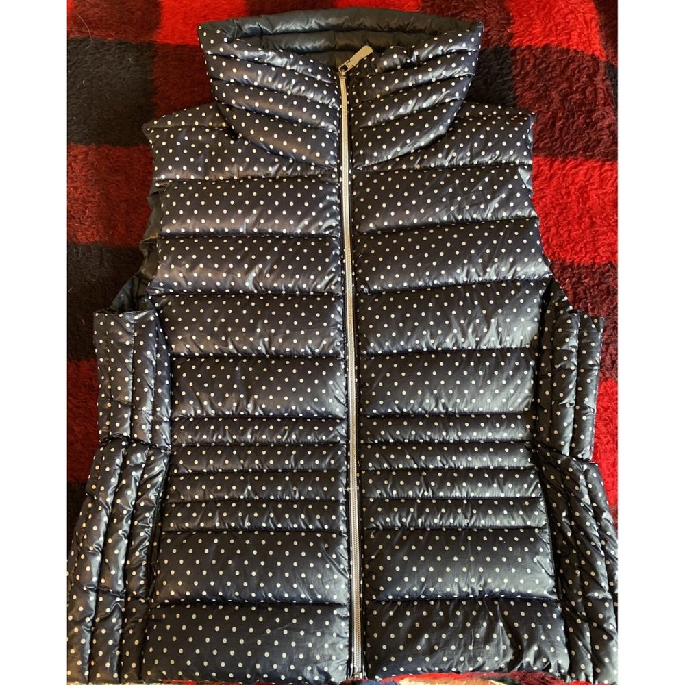 Vince Camuto Polkadot Navy Womens L Puffer Vest